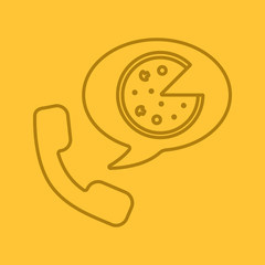Pizza phone order linear icon