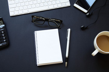 Business table on black background