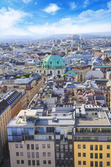 Fototapeta na wymiar View of St. Peter's Cathedral from the observation deck of St. Stephen's Cathedral in Vienna, Austria