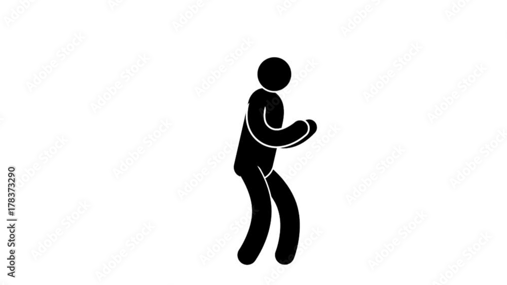 Sticker pictogram man's gesture is satisfied, yes - shaggy fists are shaking. loop animation with included a