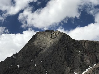 Landscape of mountain snow and valley in Santiago, Chile