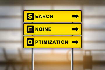 SEO or Search Engine Optimization on airport sign board