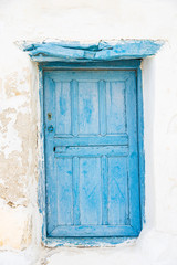 Blue door on Amorgos island, Cyclades of Greece.