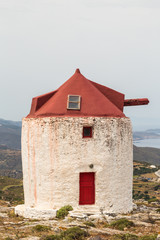 Windmill on Amorgos island in Greece, Cyclades.