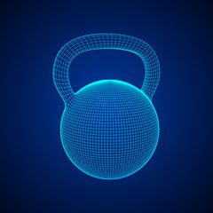 Heavy kettle bell. Wireframe mesh vector. Modern sport fitness concept