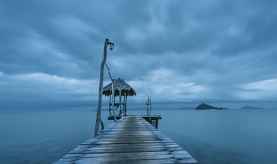 scene of ocean dock in dramatic filter