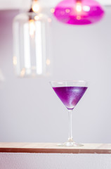 Vertical View of Cold and Fresh Purple Cocktail, Free Space for Text