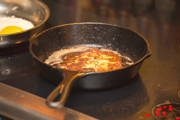 Frying Potatoes in Cast Iron Pan