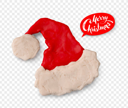 Hand Made Plasticine Figure Of Santa Hat