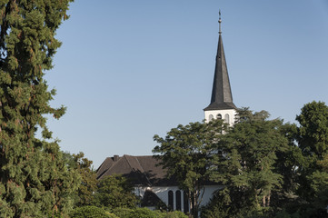 Fototapeta premium Near the Baroque Augustusburg Castle is one of the first important creations of Rococo in Bruhl near Bonn, North Rhine Westphalia - Germany.
