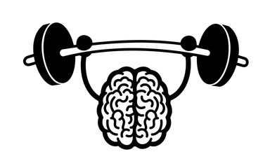 Training and exercise of intelligent, bright and clever brain - strong intelligence, cleverness and brightness. Vector illustration, comics style.