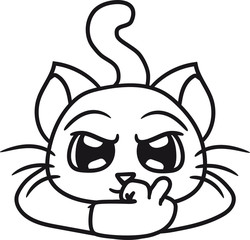 böse mittelfinger gemein beleidigung fuck you off liegend entspannen anschleichen kind baby hübsch süß niedlich katze kätzchen comic cartoon design haustier