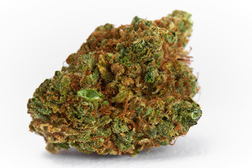 Close up of prescription medical marijuana flower Space Cowboy hybrid strain sativa dominant 