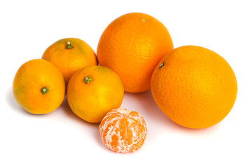 Orange mandarin or tangerine fruit isolated on white background