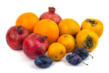 Fresh fruits isolated on a white background