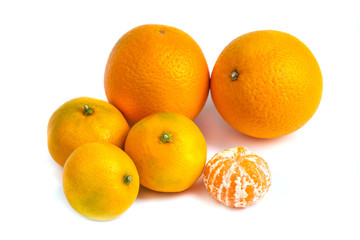 Orange mandarin or tangerine fruit isolated on white background