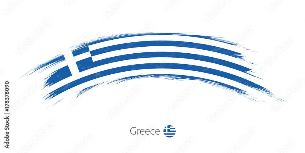 Wall mural flag of greece in rounded grunge brush stroke.