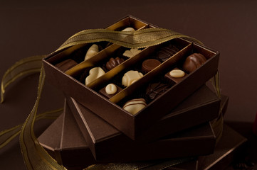 Boxes of pralines for a christmas gift