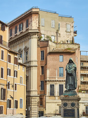 Monument to dominican friar Giordano Bruno in Piazza Campo de Fiori square of Rome, Lazio, Italy.