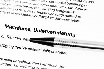 Untervermietung Paragraph im Mietvertrag