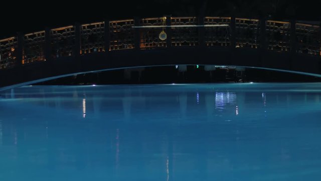 View of an empty pool at night