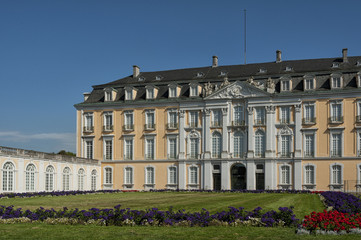 Fototapeta na wymiar The Baroque Augustusburg Castle is one of the first important creations of Rococo in Bruhl near Bonn, North Rhine Westphalia - Germany. Since 1984 it is in the list of World Heritage Site.