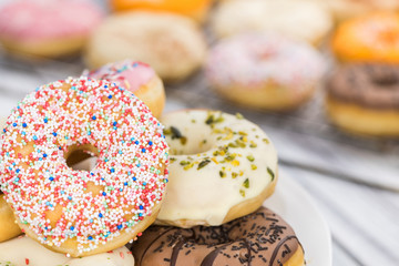 Donuts (fresh made; selective focus)