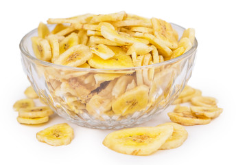 Dried Banana Chips isolated on white