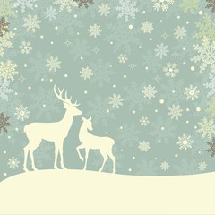 Christmas greeting card with deers