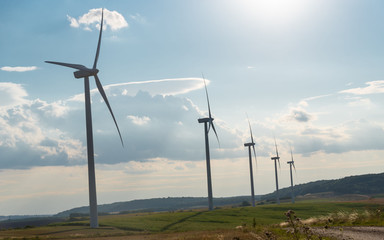 Wind turbines in a rural landscape