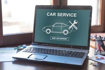 Car service concept on a laptop screen