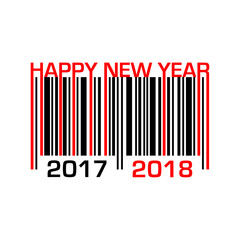 Icono plano codigo de barras 2017 2018 rojo negro en fondo blanco