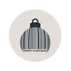 Fototapeta premium Icono plano codigo de barras MERRY CHRISTMAS bola navidad en circulo gris