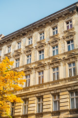 Fototapeta na wymiar renovated facade in autumn at berlin