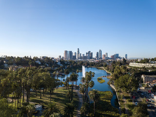 Fototapeta premium Los Angeles, Echo Park, widok z drona