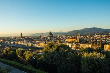 Fototapeta na wymiar Florence, Italy - October, 2017. View of Florence city from Michelangelo square on the hill. Travel destination Florence.