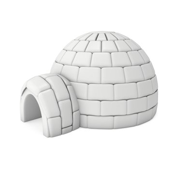 Igloo icehouse isolated on white background 3d render illustration. Snowhouse or snowhut. Eskimo shelter built of ice