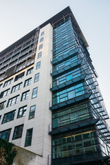 Fototapeta na wymiar big office building with glass staircase