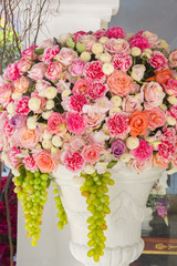 Flowers decorated at the wedding.