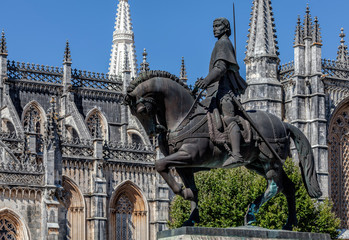 Equestrian statue of General Nuno Alvares Pereira commemorates his 1385 victory over the Castilians...