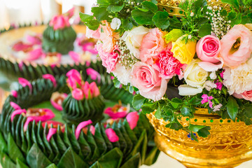 Flowers decorated at the wedding.