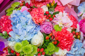 Flowers decorated at the wedding.