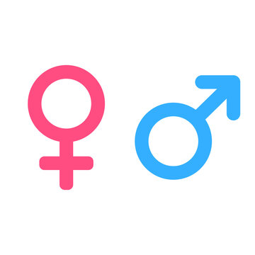 Female and male sex icon. Pink and blue gender type icons. Venus and Mars signs