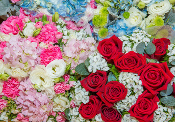 Flowers decorated at the wedding.