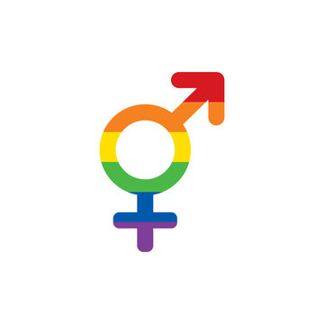 LGBT rainbow colors Mars and Venus both symbol. Transgender symbol icon