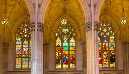 Three stained glass Windows of St. Patrick’s Cathedral