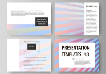 Set of business templates for presentation slides. Easy editable abstract vector layouts in flat style. Sweet pink and blue decoration, pretty romantic design, cute candy background.