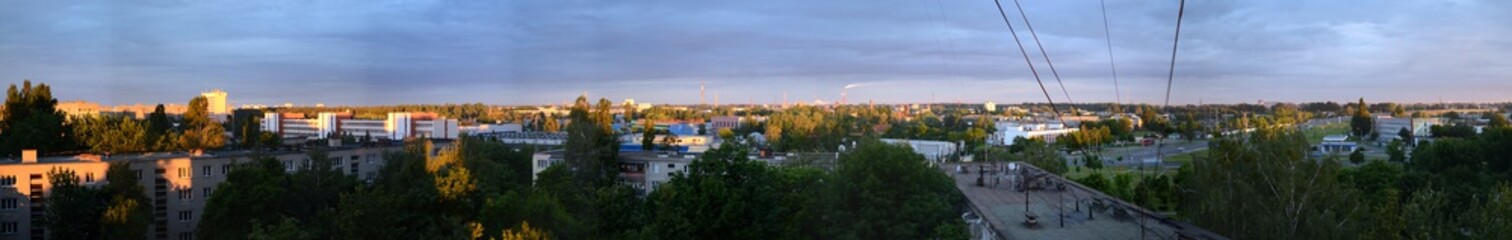 Fototapeta na wymiar Panorama of industrial zone of Gomel city, Belarus.