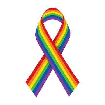 Rainbow ribbon. LGBT support symbol and flag. Vector illustration