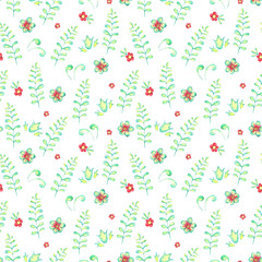 Watercolor natural floral seamless pattern